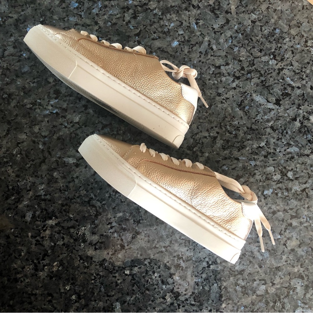 NEW SOLUDOS Ibiza Platform Rose Metallic Sneakers - Picture 13 of 16